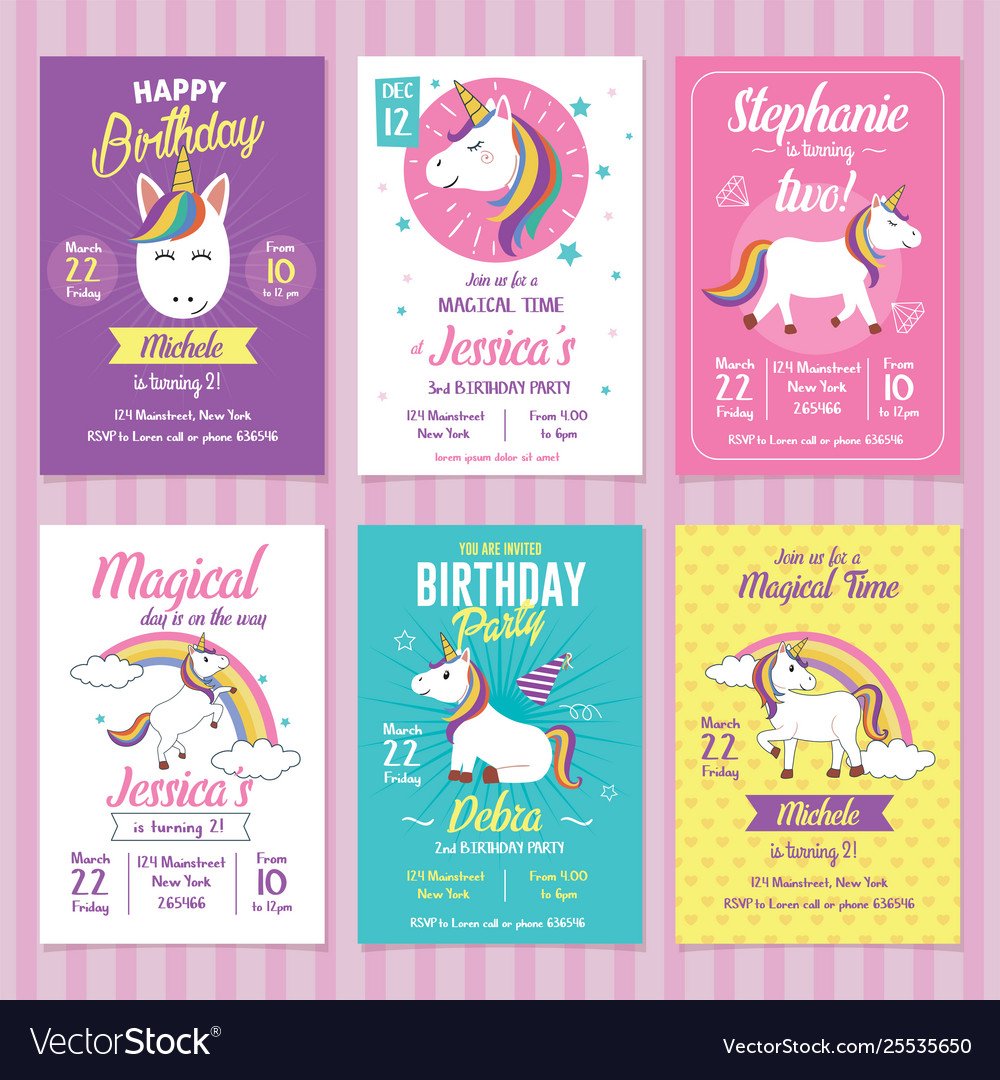 Приглашение на день рождения девочки Единорожка