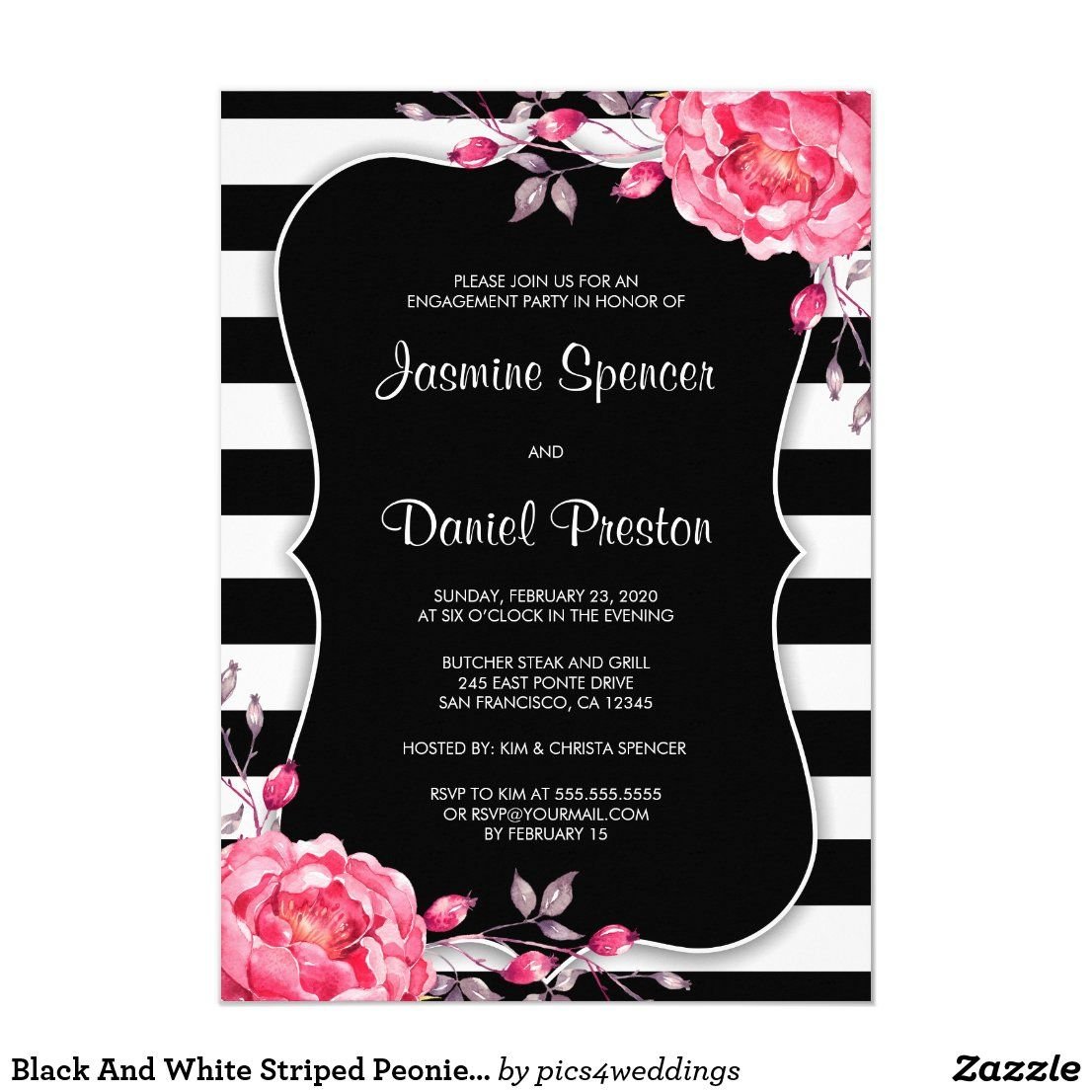 Пригласительные на день рождения в черно белом стиле