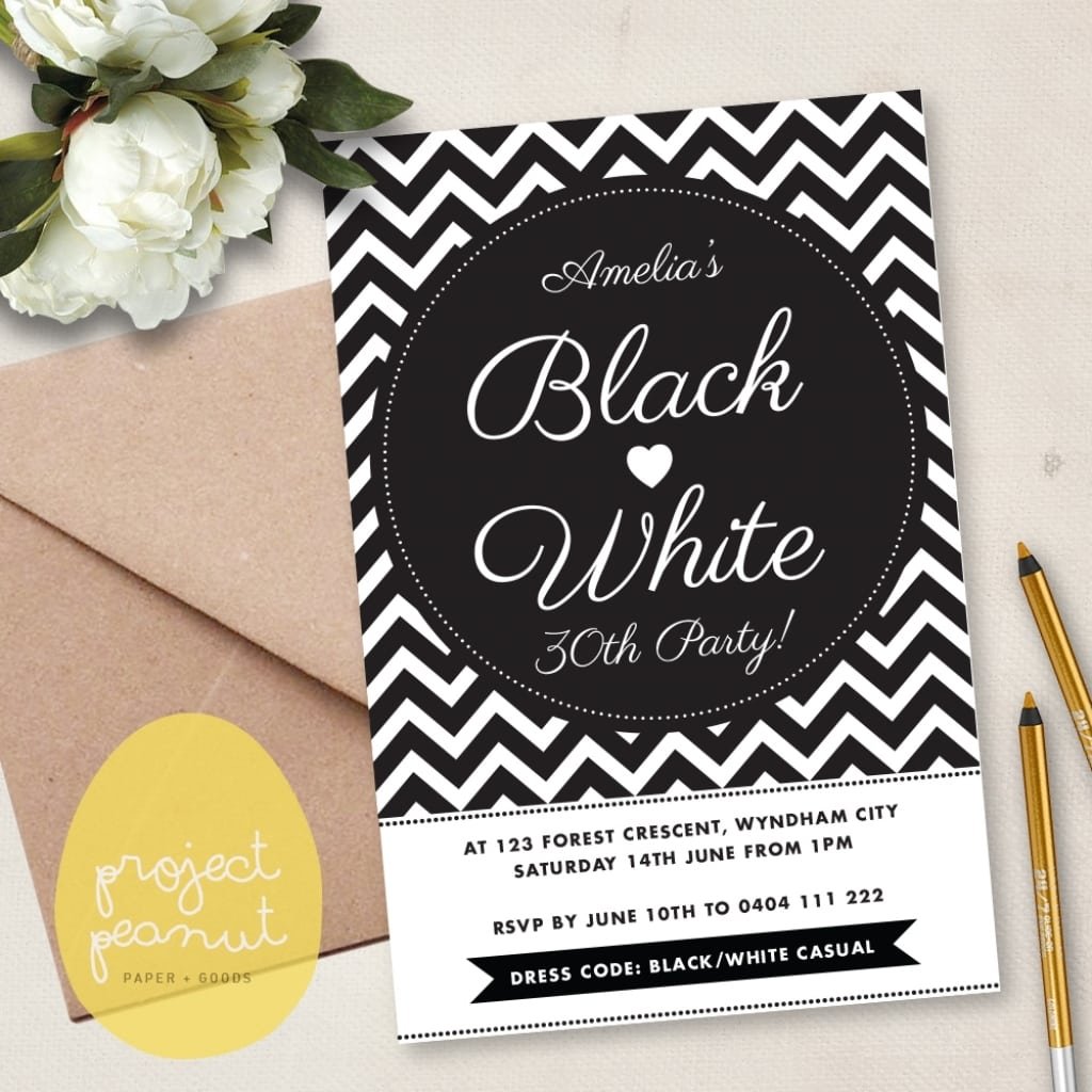 Приглашение на черно белую вечеринку