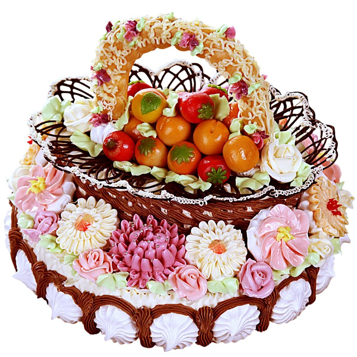 Торт корзинка с фруктами