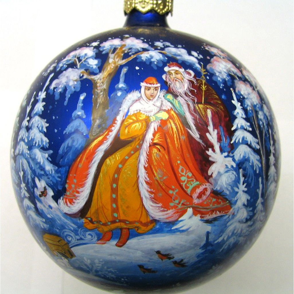 Палехская роспись на елочных игрушках