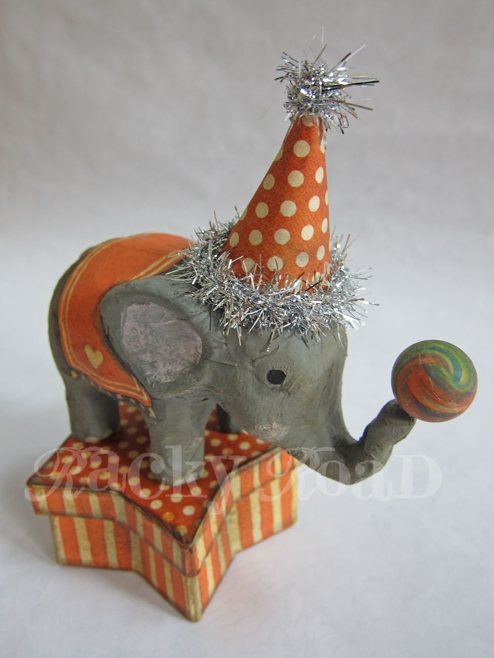 Елочная игрушка слон папье-маше