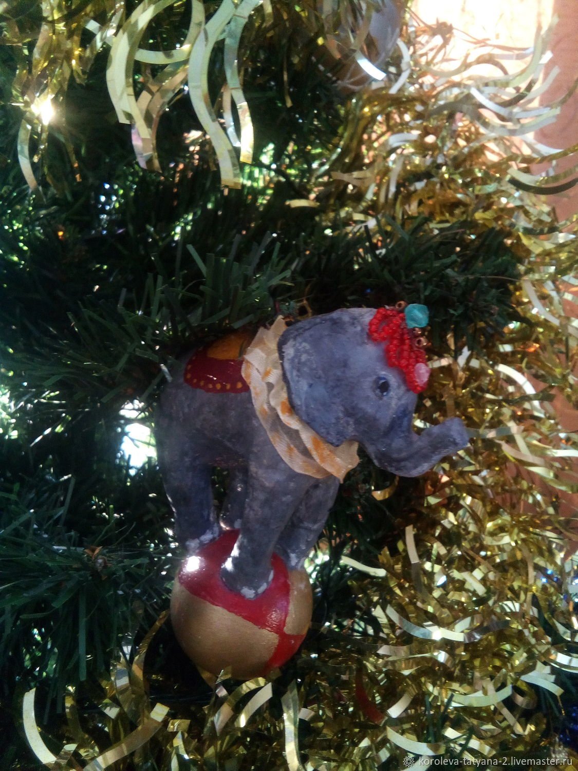 Слон на шаре елочная игрушка