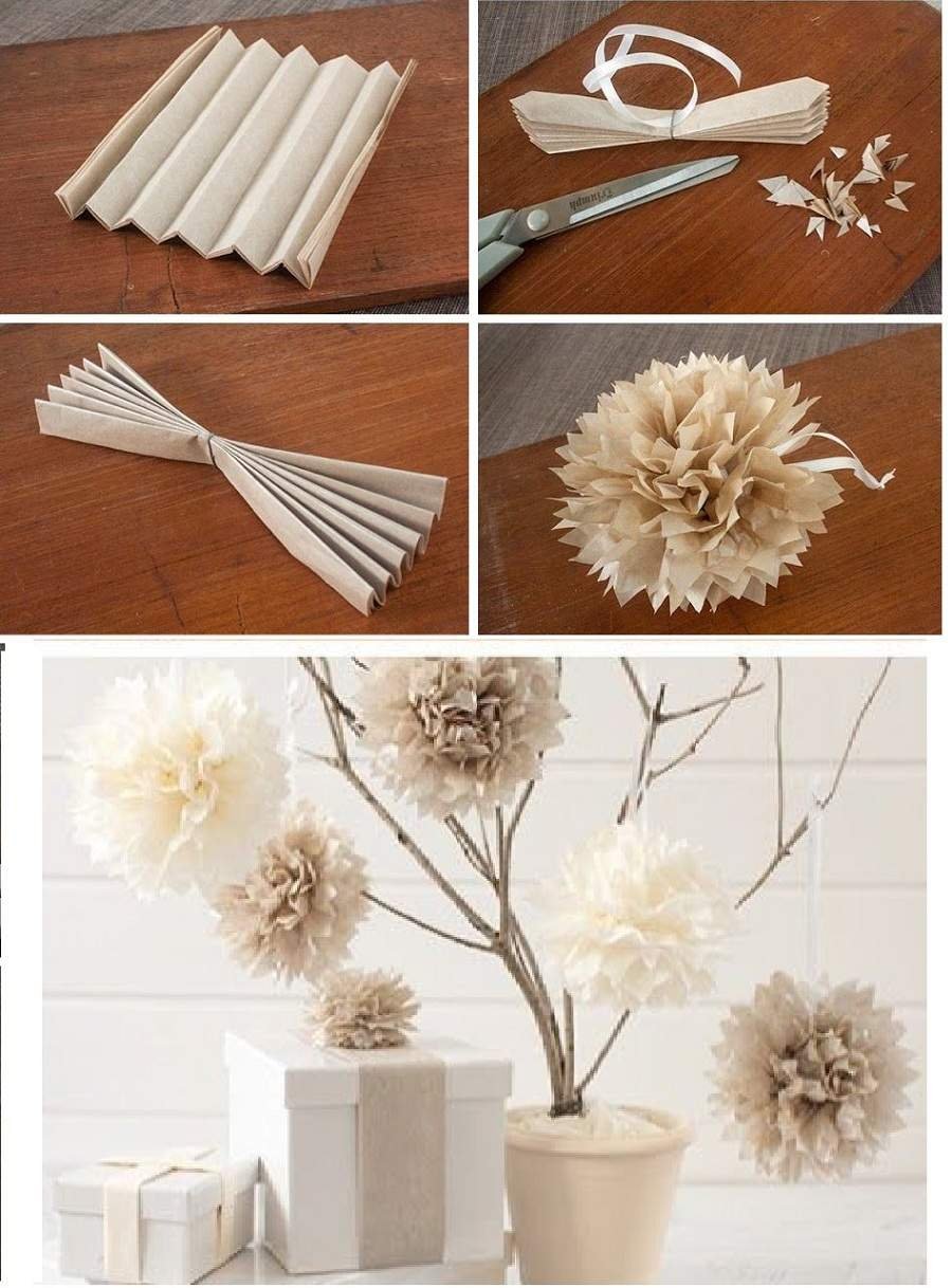 Цветы из крафт бумаги