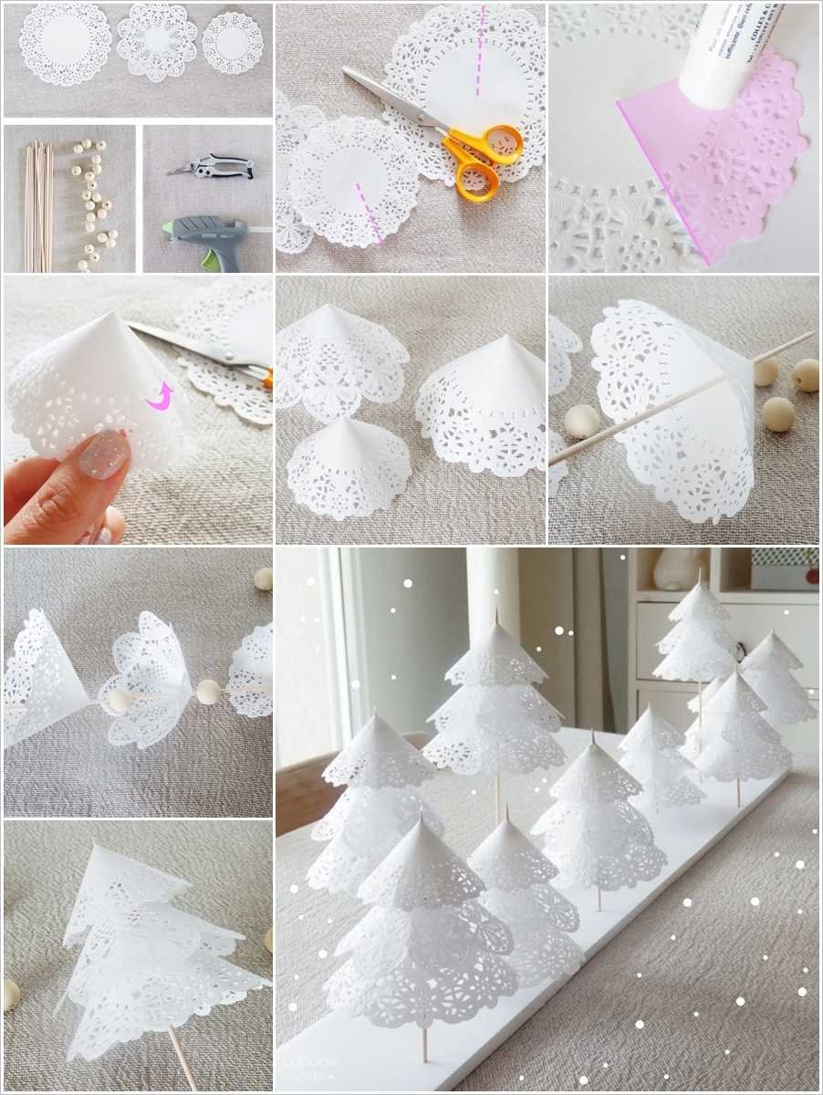 Елка из кружевных салфеток