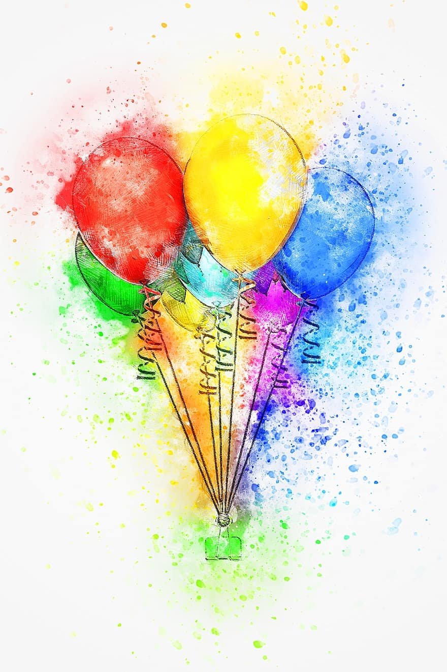 Воздушные шары акварель