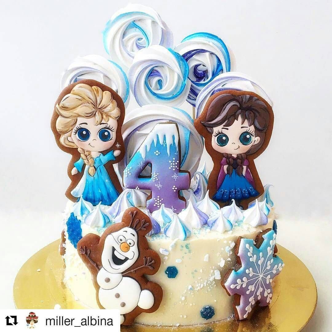 Торт Холодное сердце с меренгами