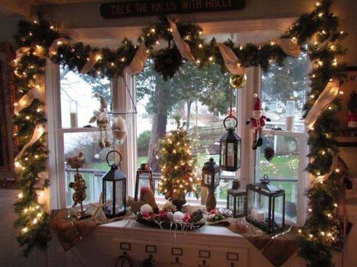 Декор на подоконнике к новому году