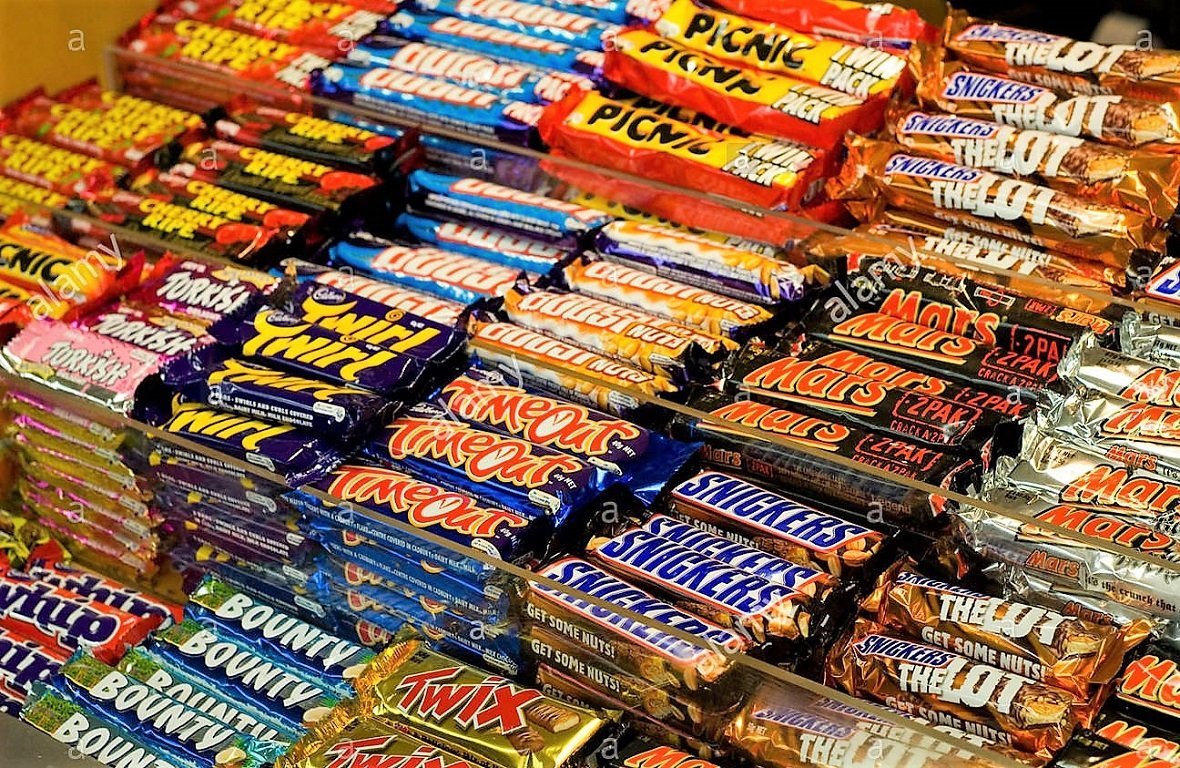 Много шоколадных батончиков