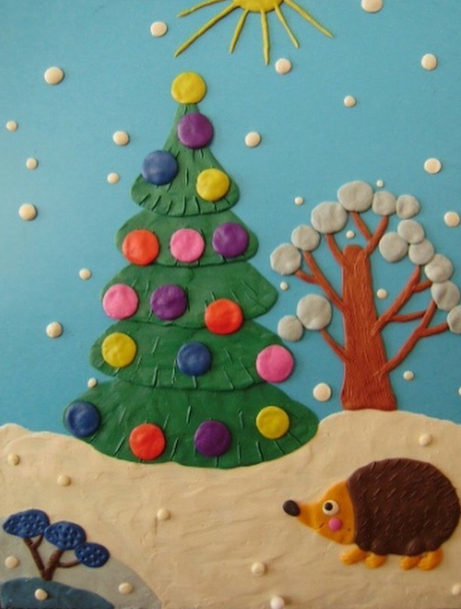 Зимние поделки из пластилина