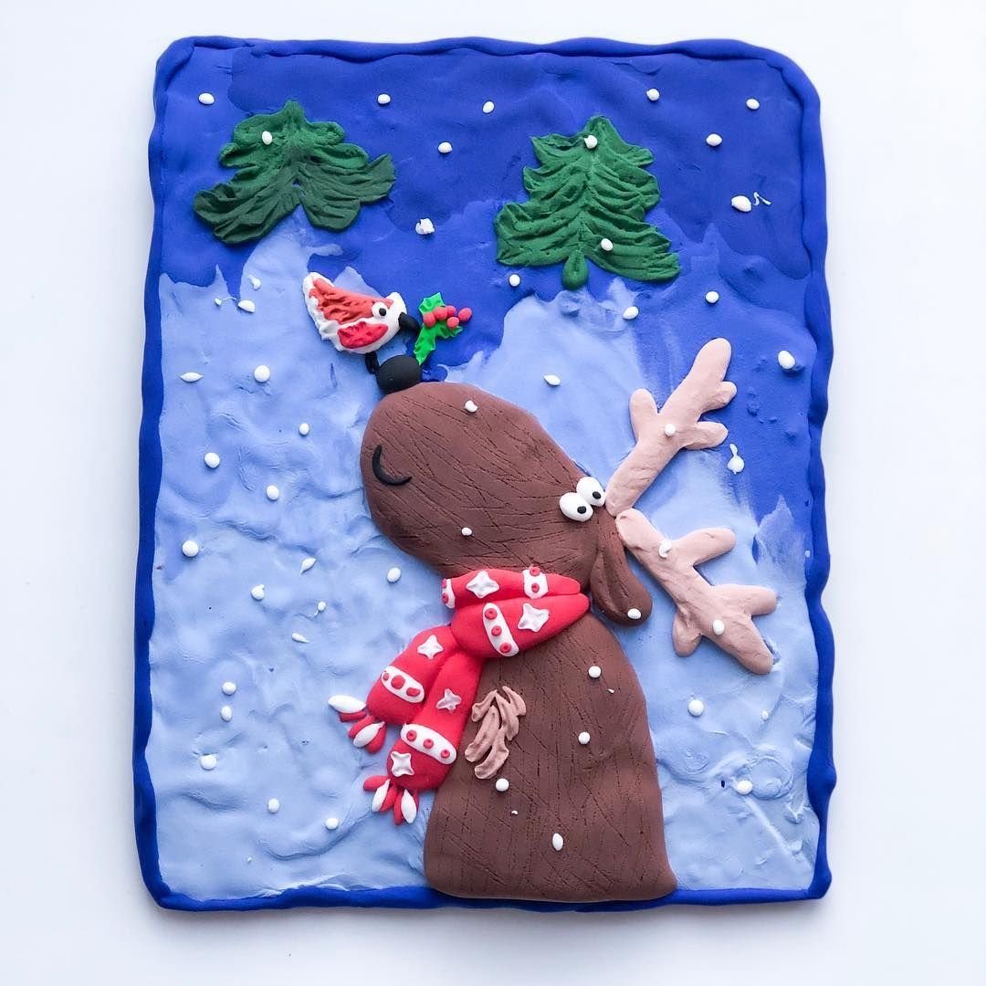 Новогодние поделки из пластилина