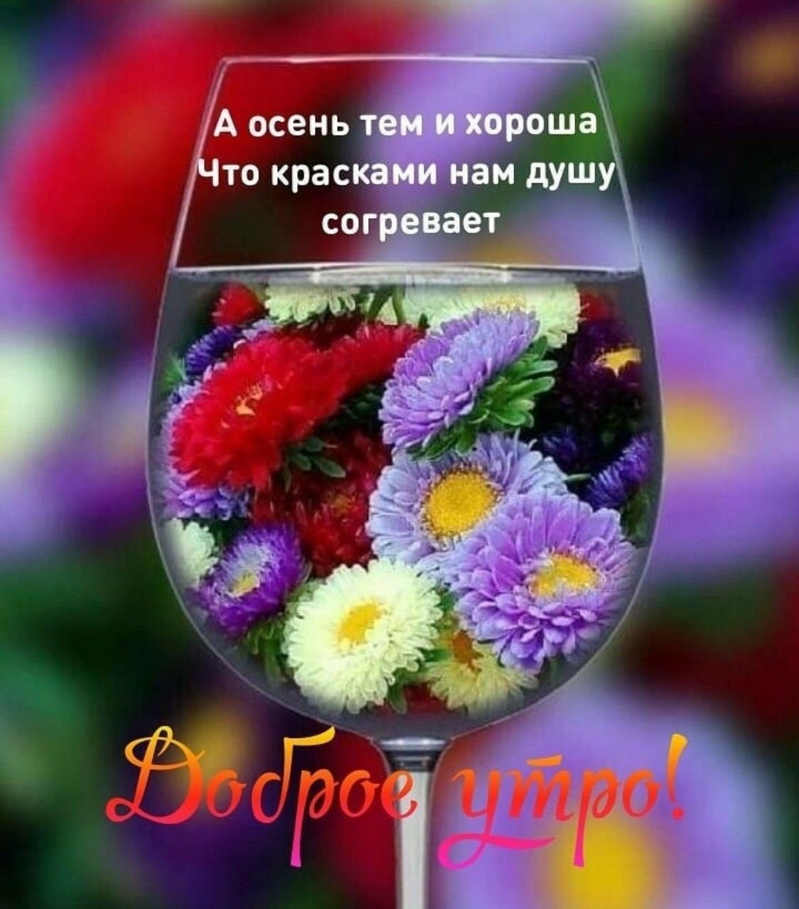 Открытки доброе утро с осенними цветами