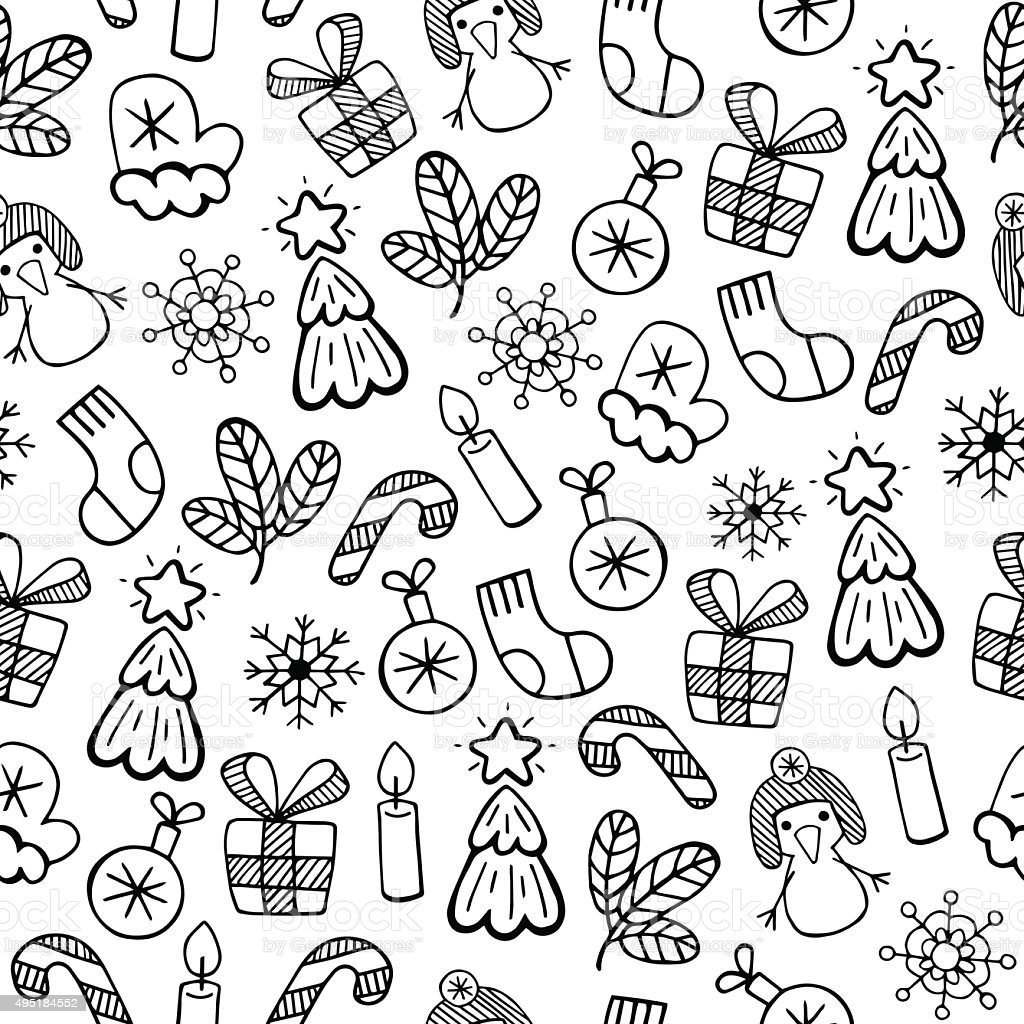 Новогодняя упаковочная бумага черно белая