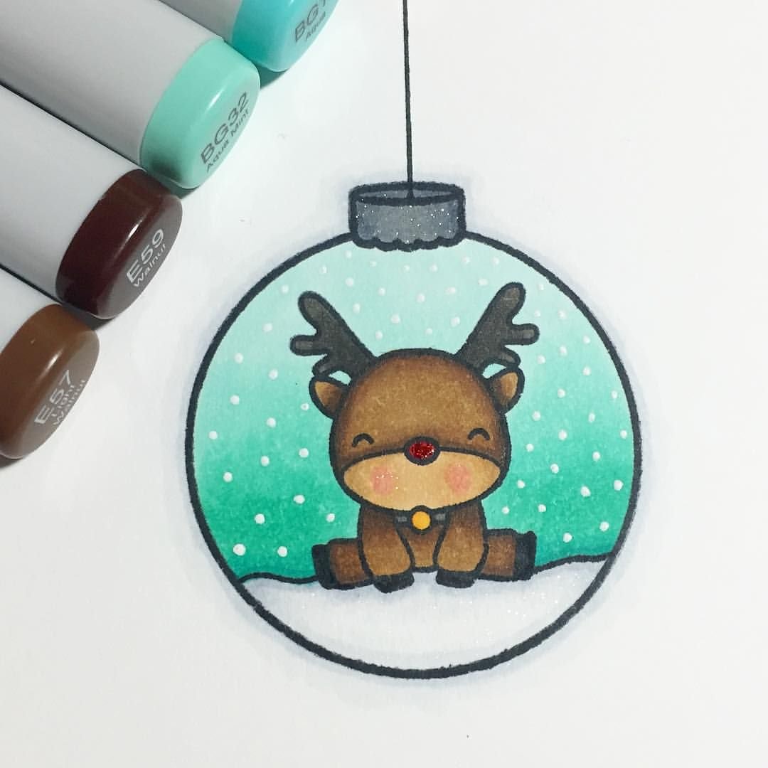 Милый рисунок на новый год маркерами