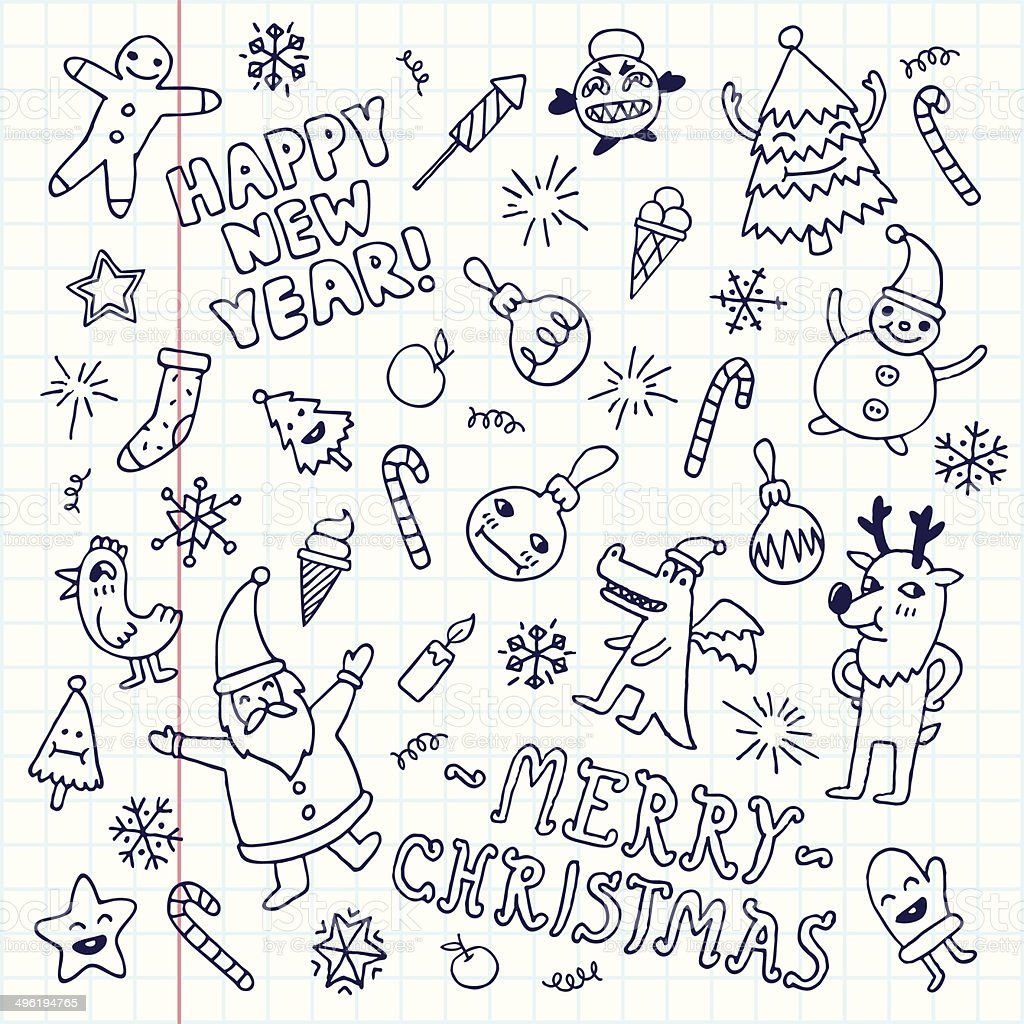Рисунки на новый год маленькие для скетчбука