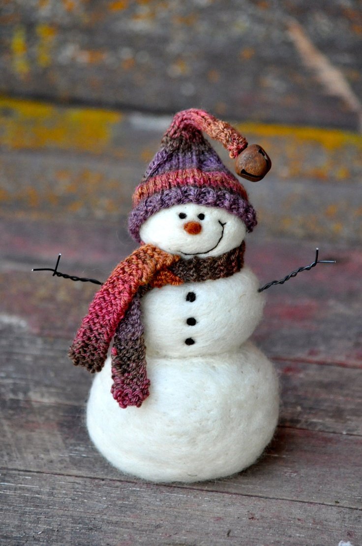 Очень лёгкие валяние Снеговик