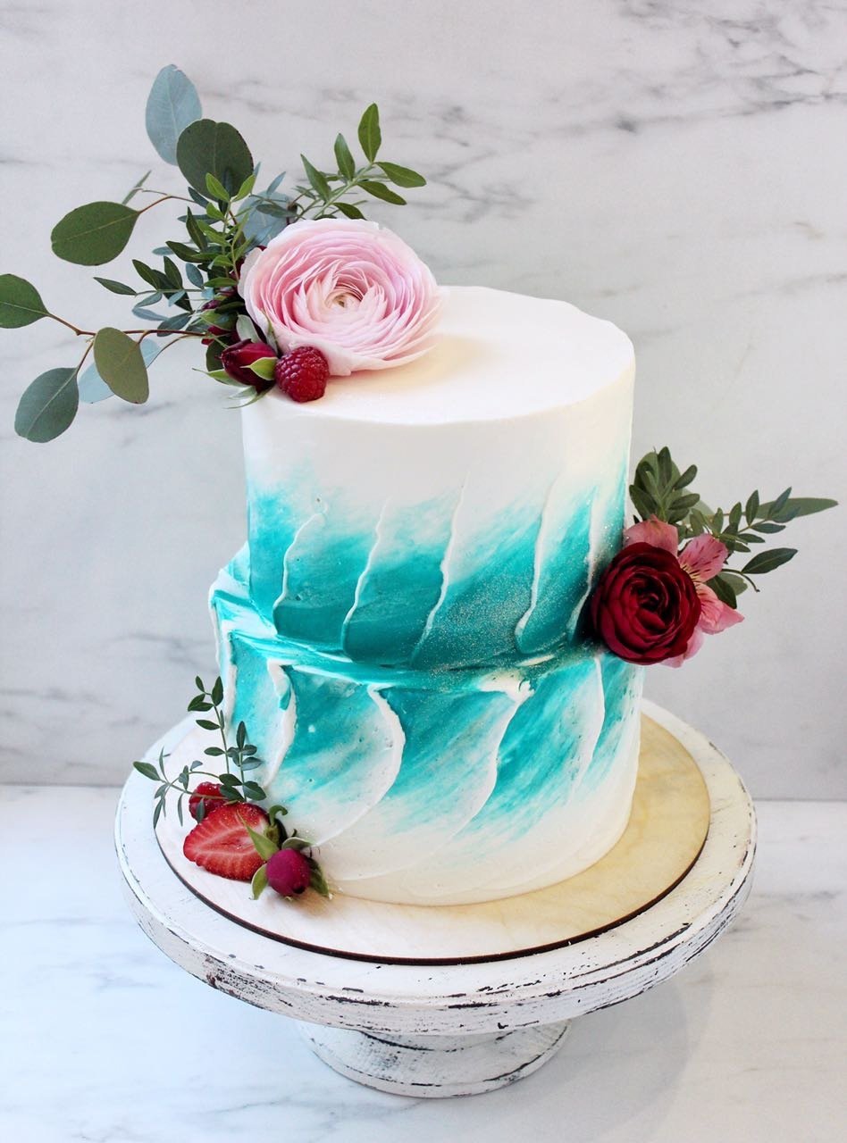 Акварельные мазки на торте