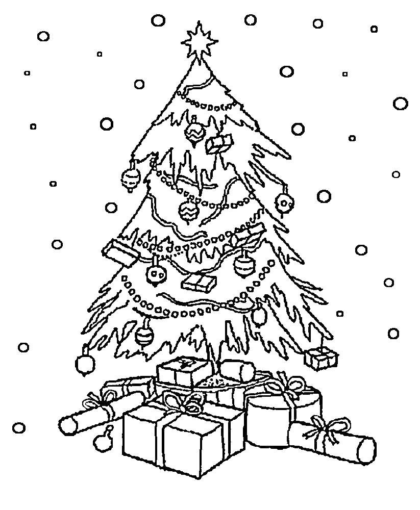Раскраска елка Новогодняя