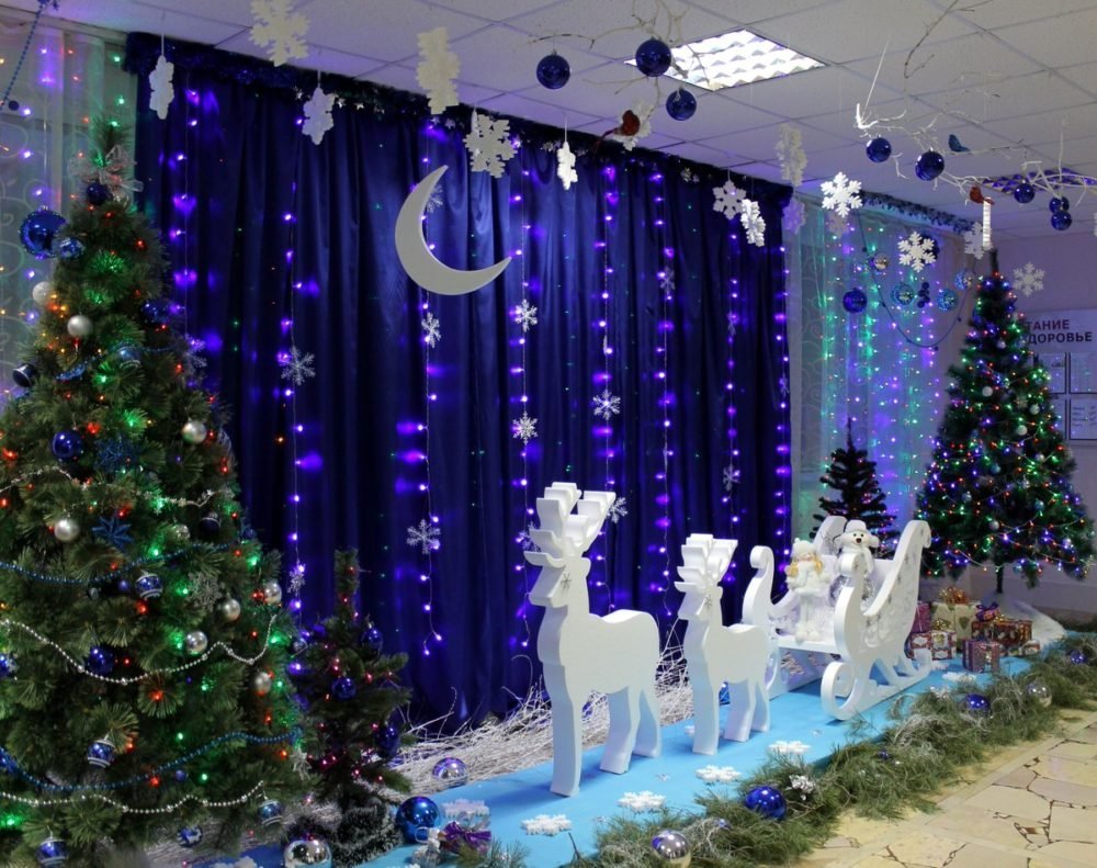 Украшение музыкального зала к новому году