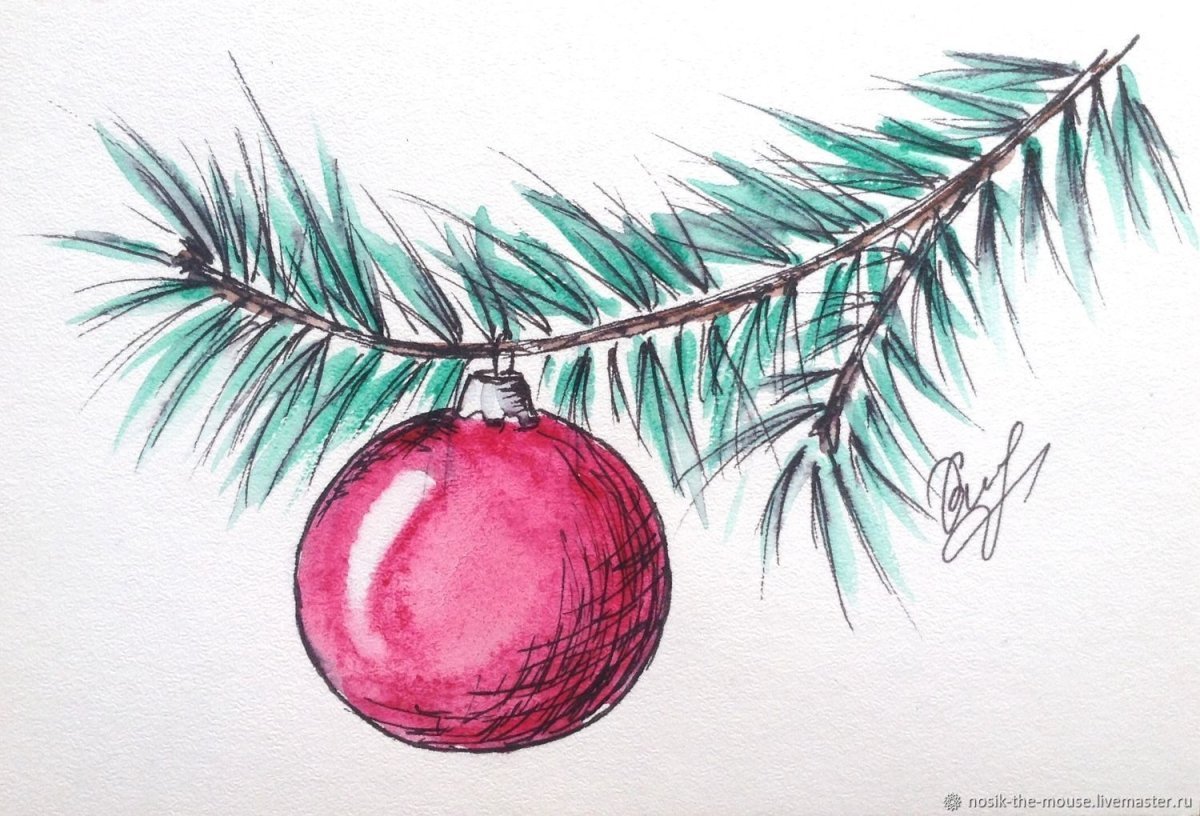 Рисунок карандашом легкий на новый год