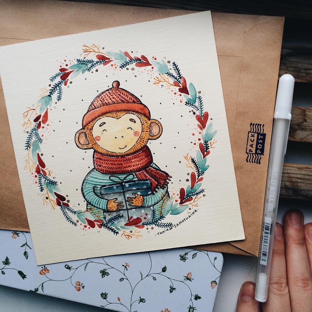 Идеи для рисования новогодних открыток