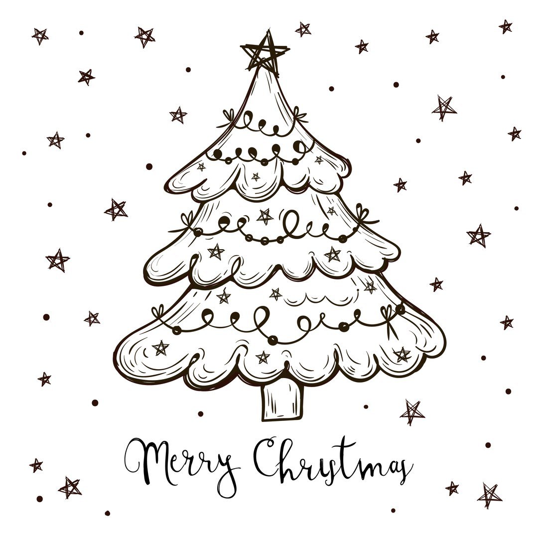 Рисование елочной ветки с игрушкой