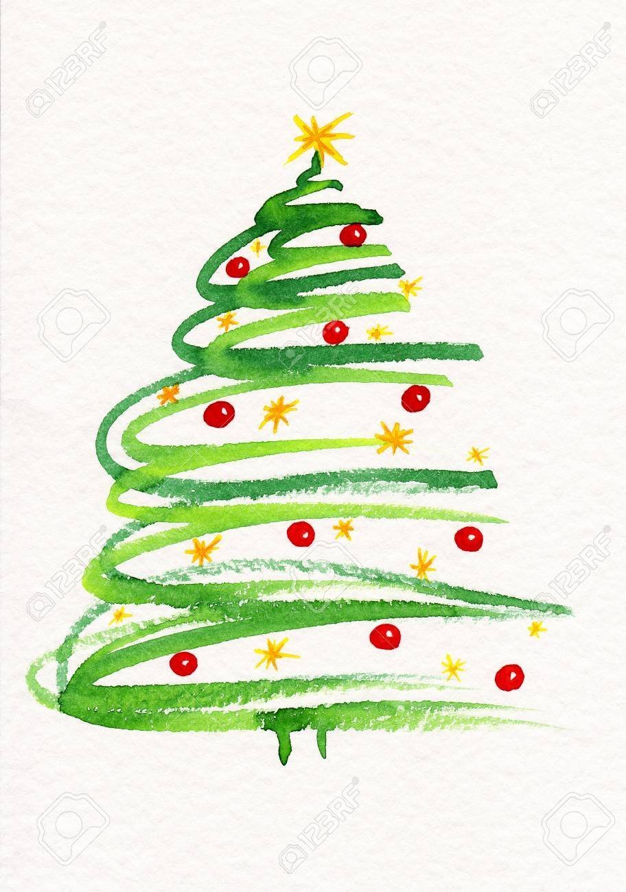 Новогодняя елка рисунок цветными карандашами