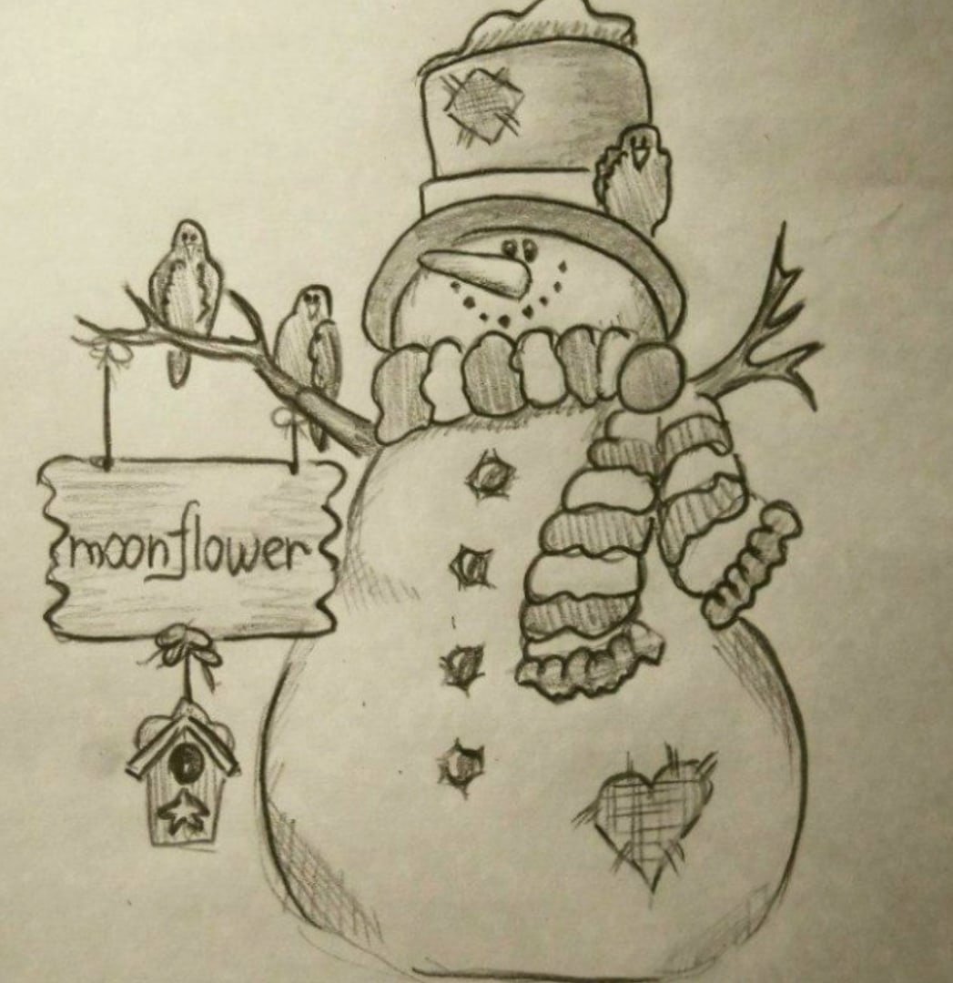 Снеговик рисунок карандашом