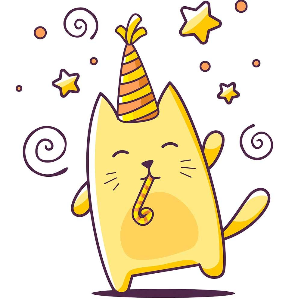 Мультяшный кот в колпаке