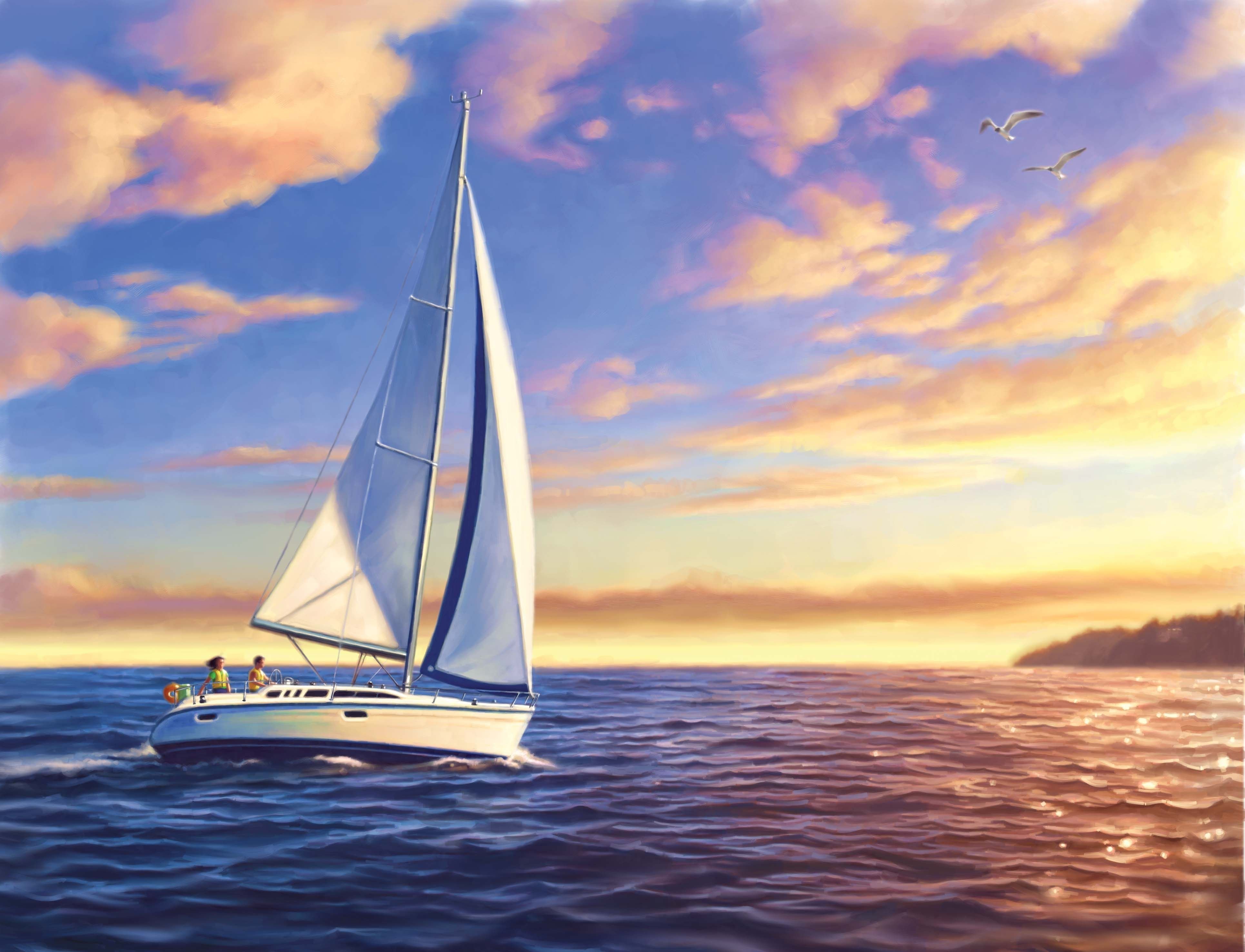 Sailing art. Парусные яхты. Парус на лодке. Пейзаж с яхтой. Яхта Парус.