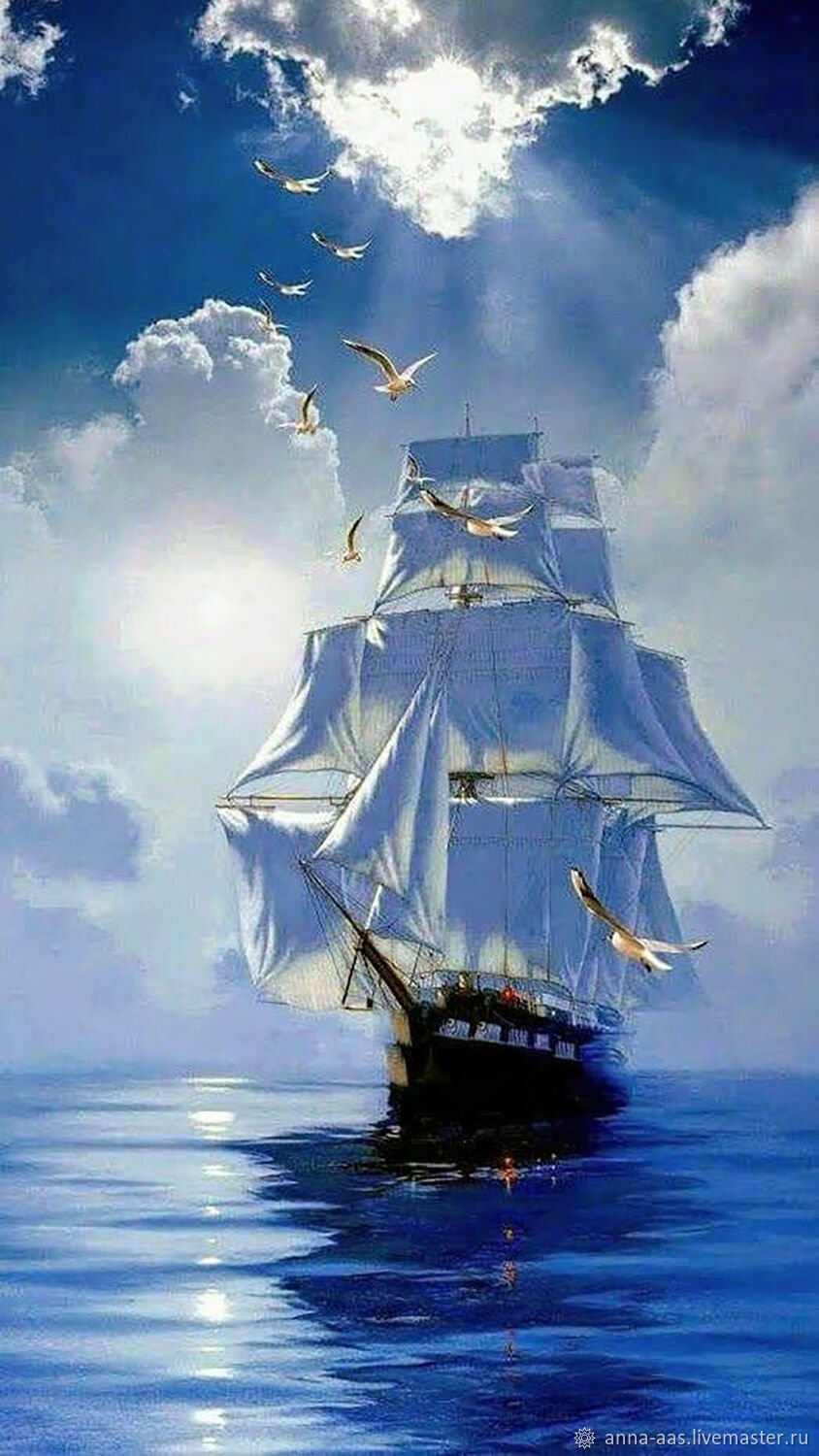 Морской пейзаж с яхтой