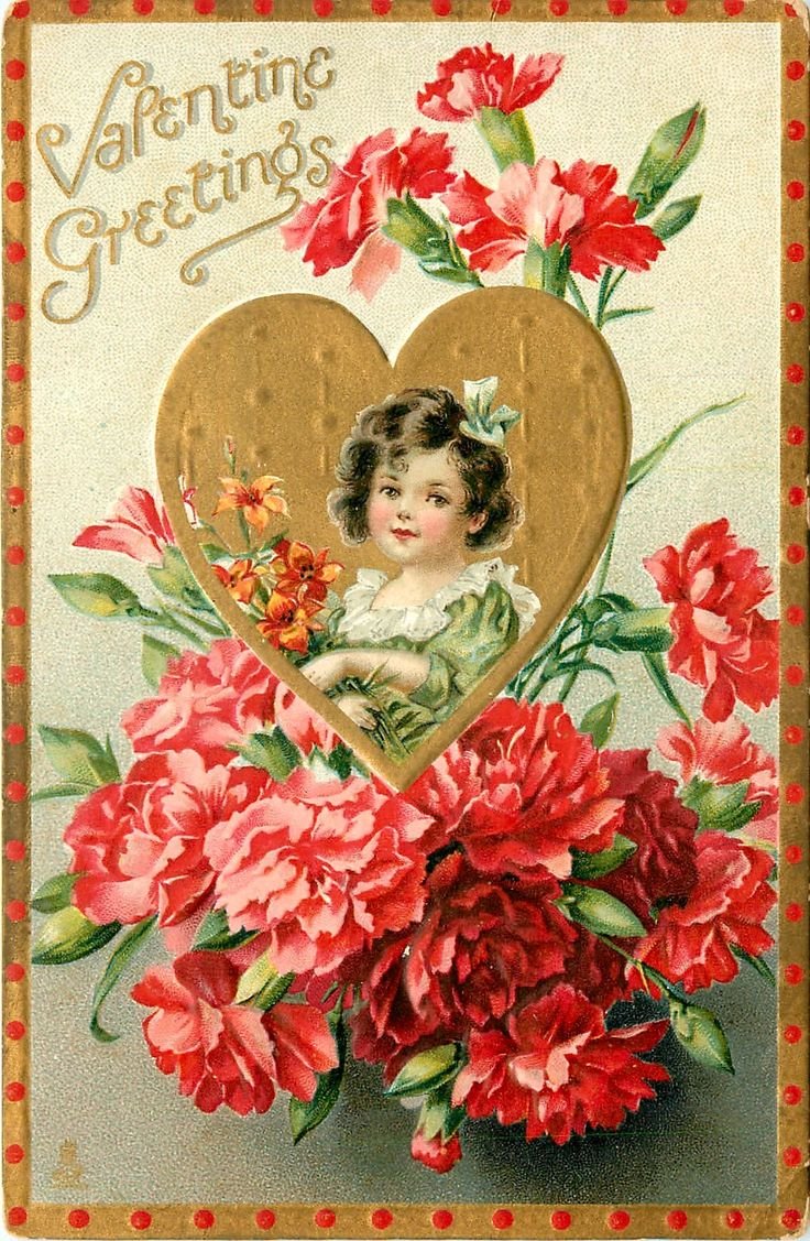 Винтажные ретро открытки Valentine Greetings