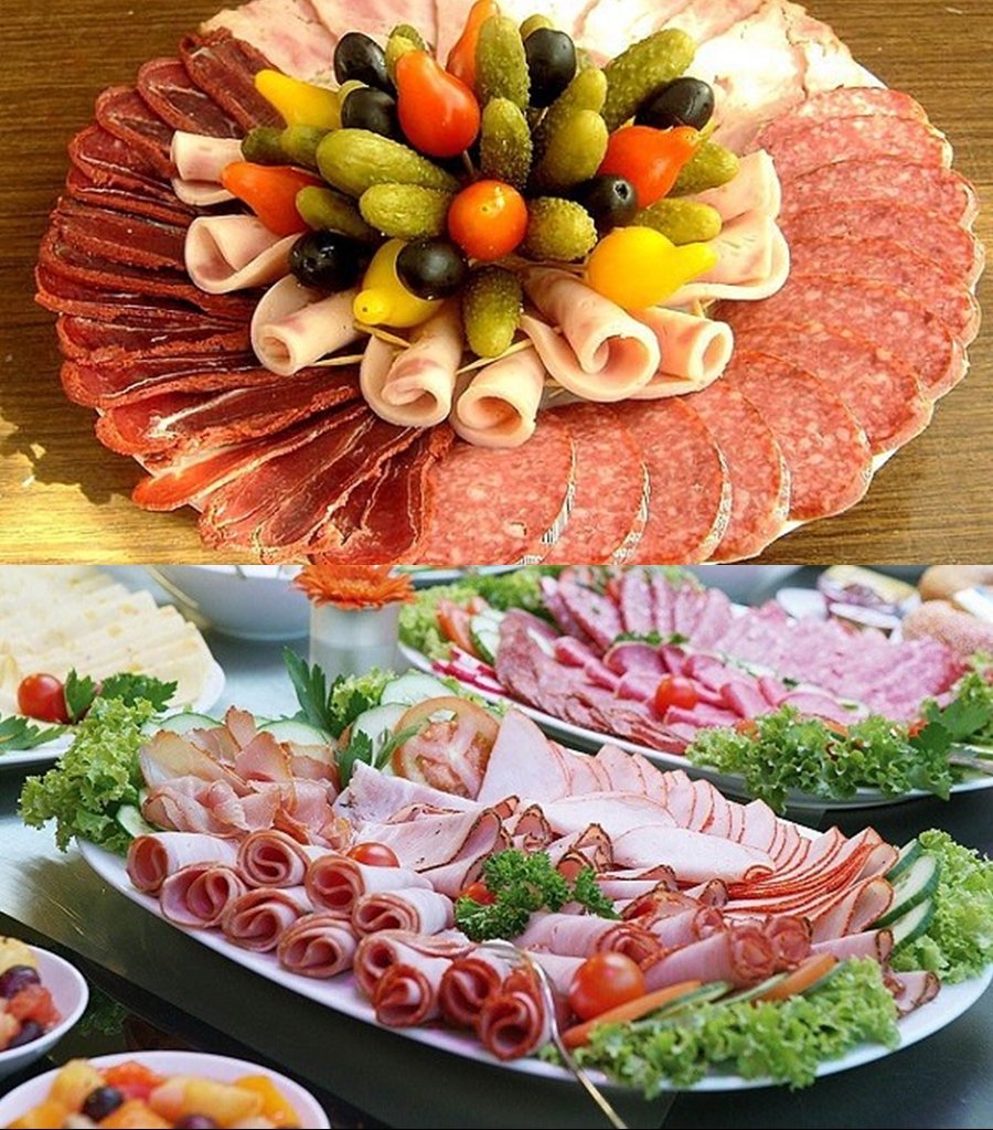 Нарезка колбасы и сыра