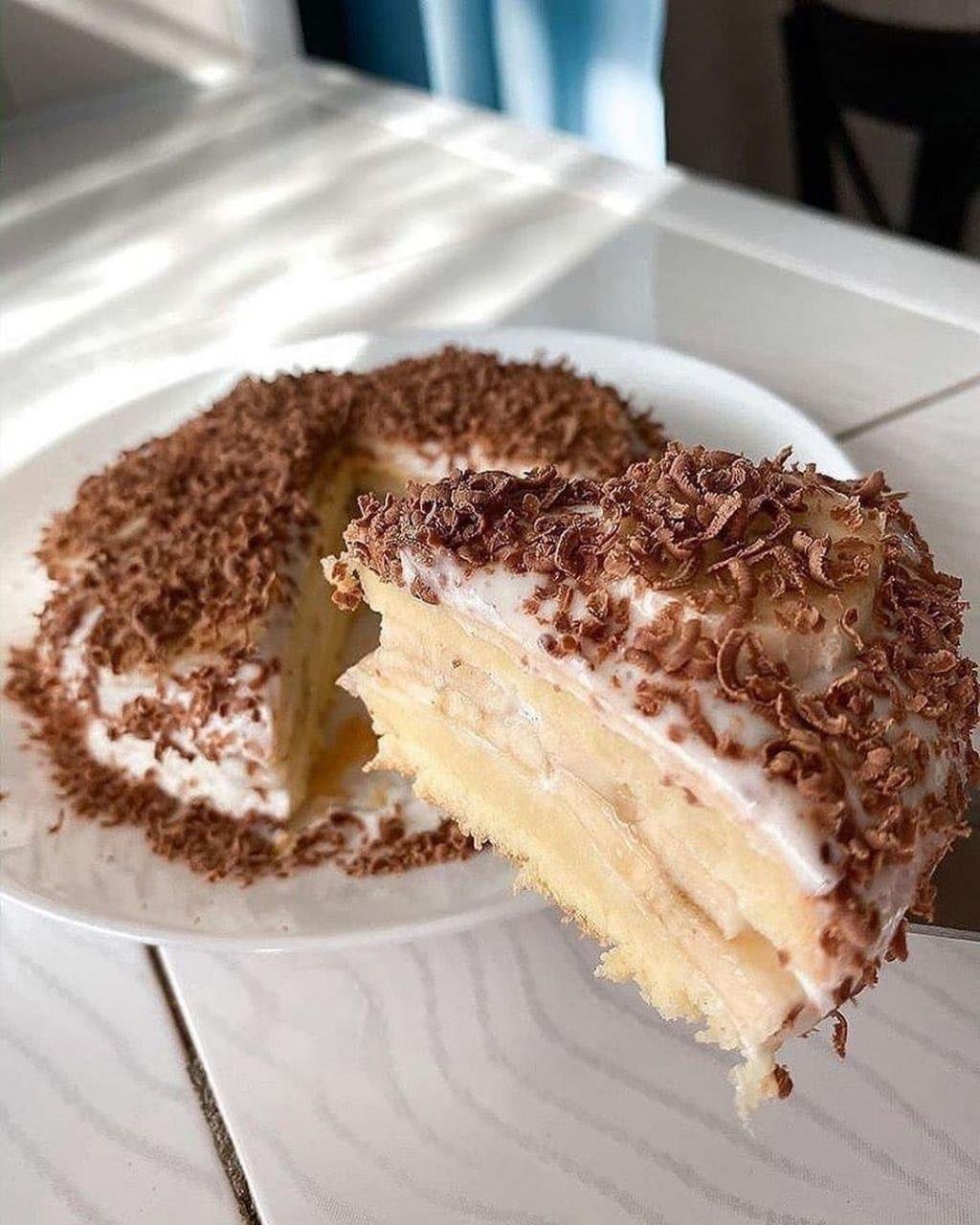 Торт с бананом и сгущенкой