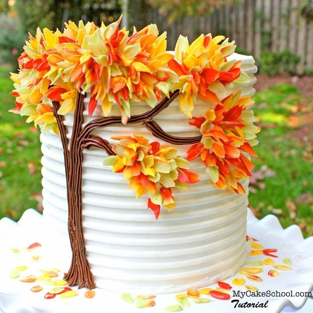 Осеннее украшение торта в домашних условиях