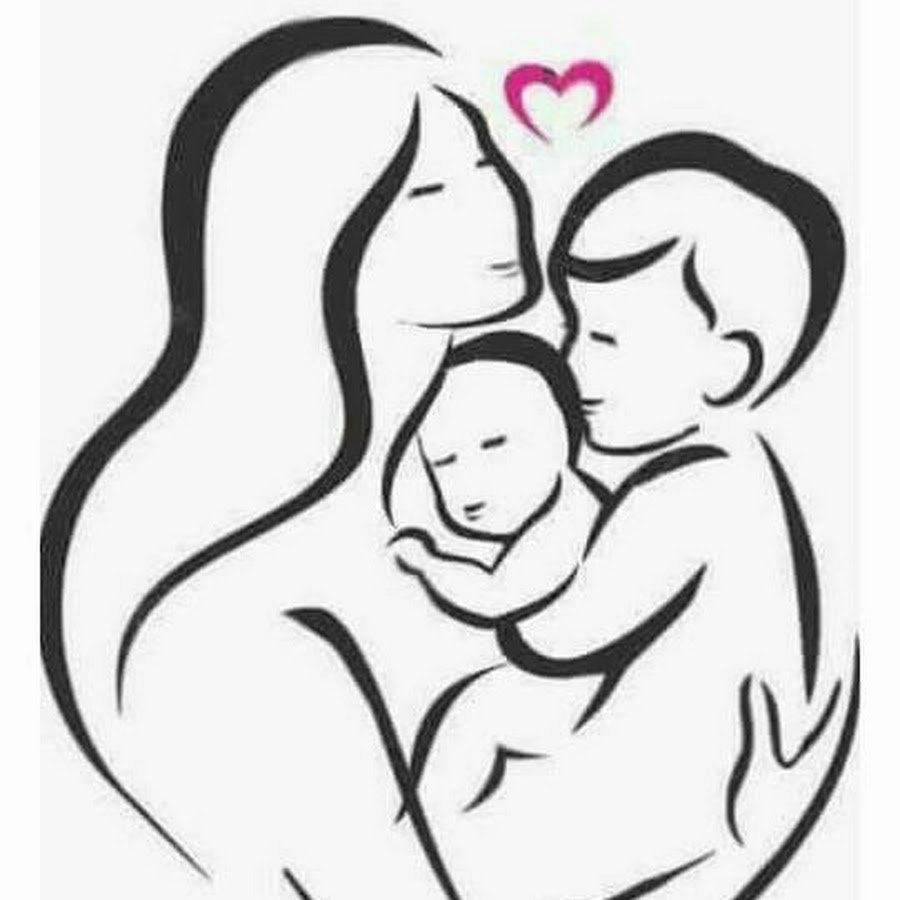 Силуэт женщины с двумя детьми