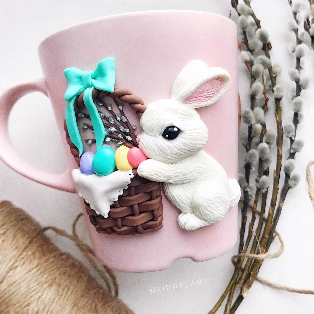 Кружки из полимерной глины к Пасхе