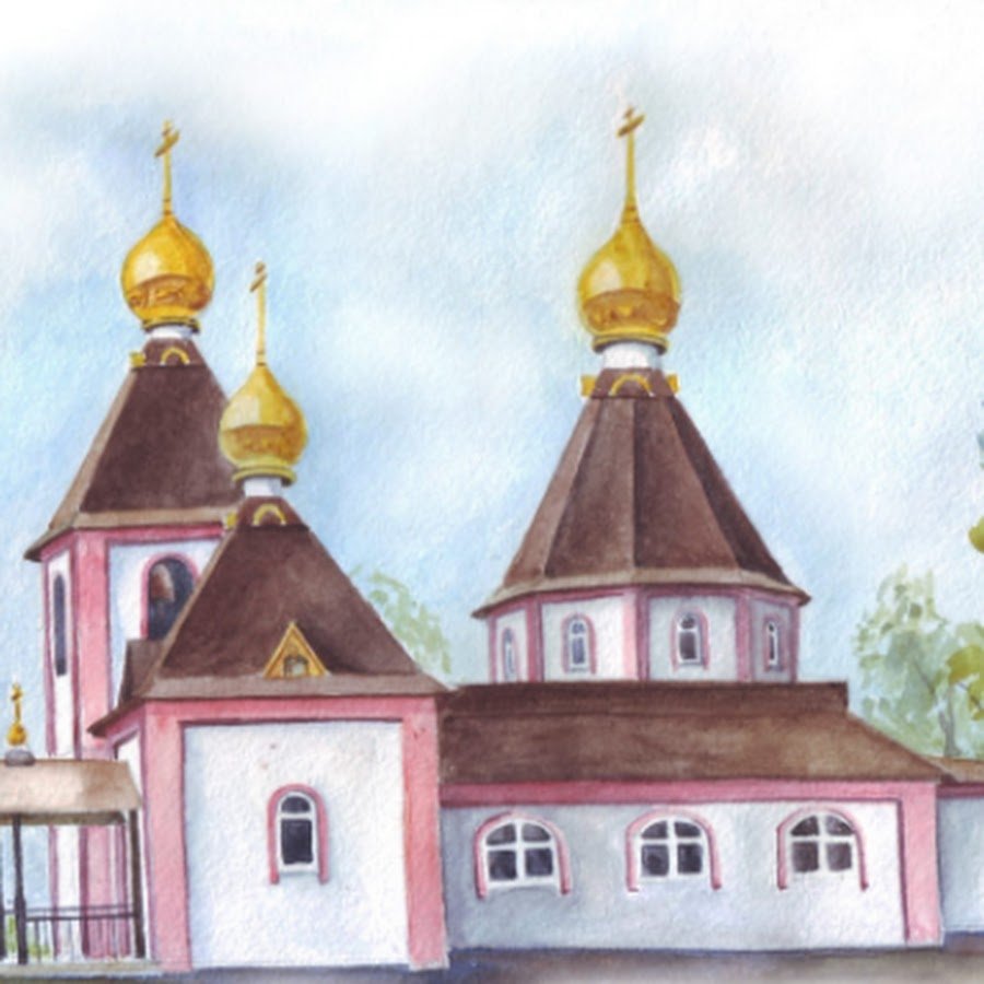 Счастливая семья православный храм рисунок