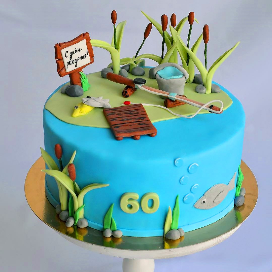 Торт декор рыбалка