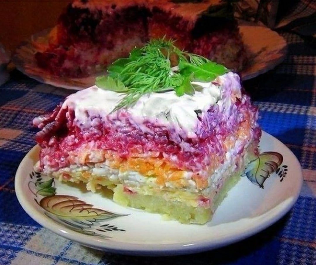 Салат шуба вегетарианский