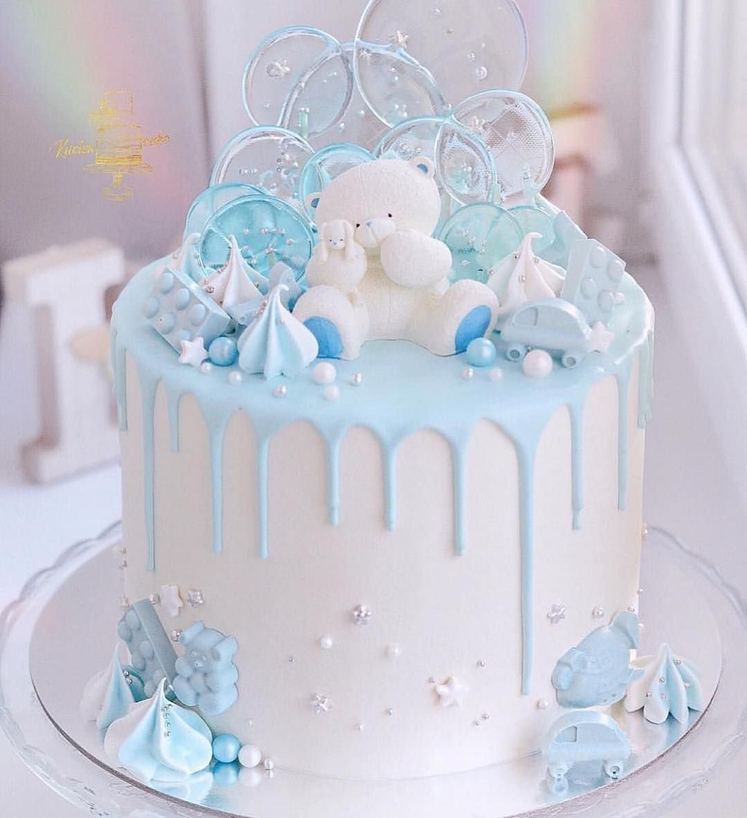 Торт из памперсов «С рождением сына!» в голубом цвете