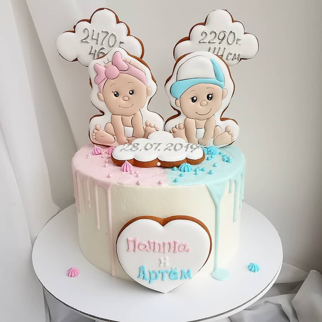Торт для двойняшек мальчика и девочки