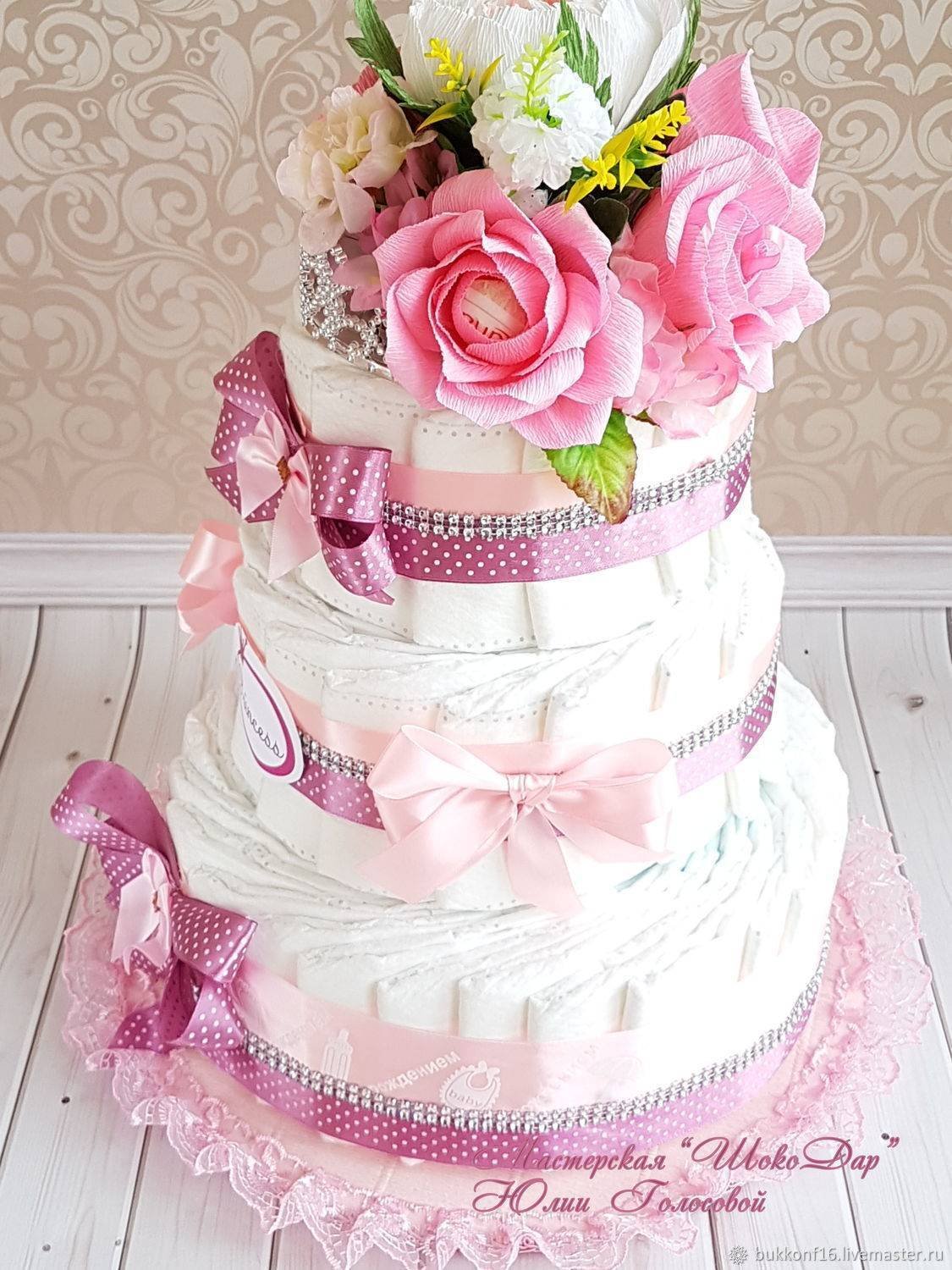 Торт из памперсов для девочки