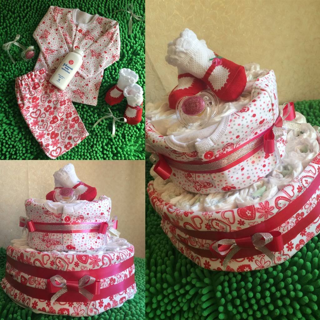 Композиция из памперсов для девочки