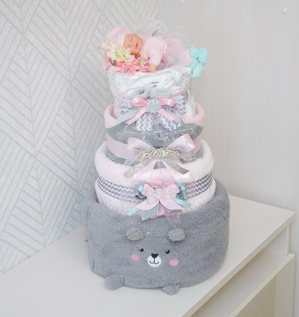 Торт на годик девочке из памперсов