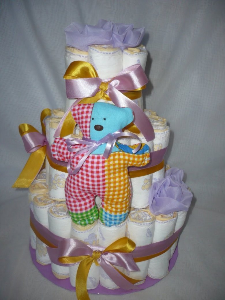Тортик из памперсов для девочки