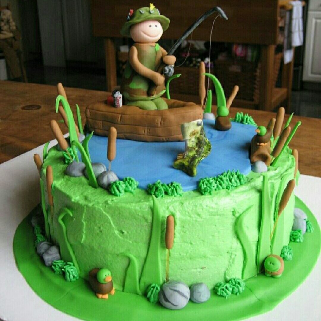 Тортик для рыбака на день рождения