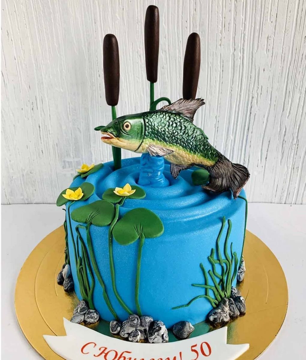 Украшение торта для рыбака