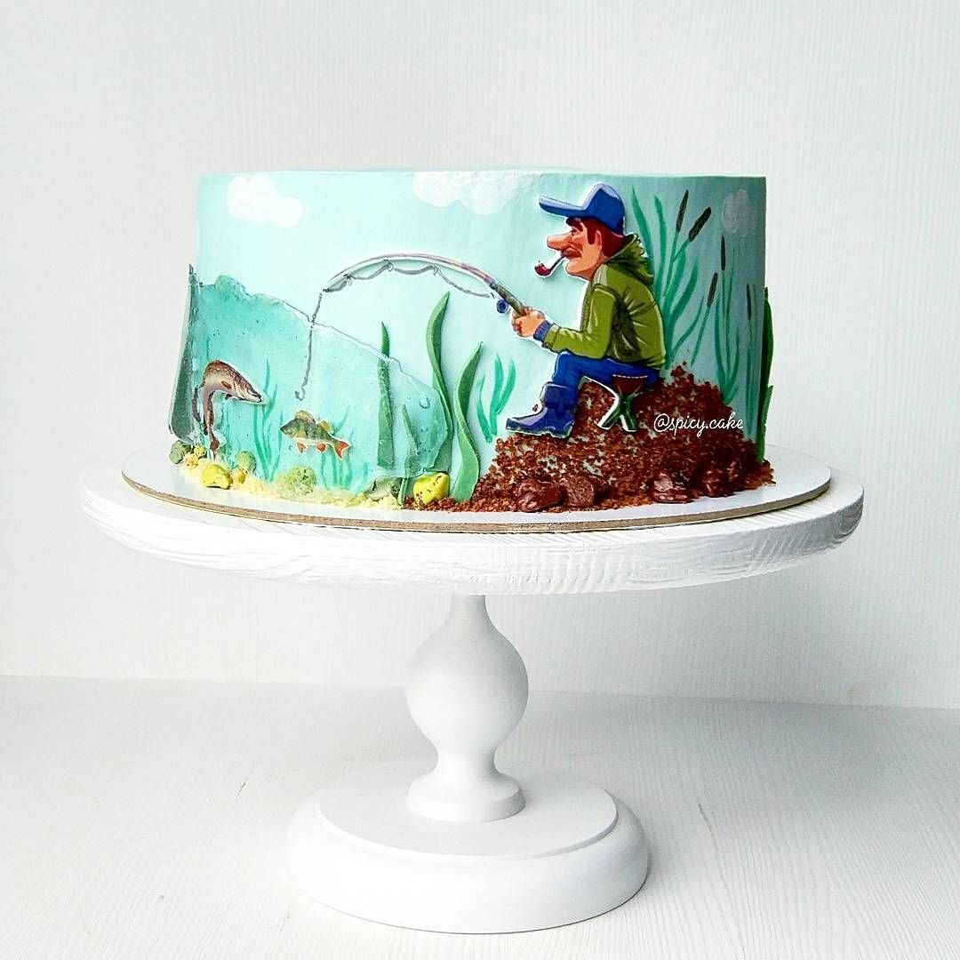 Печать рыболов на торт