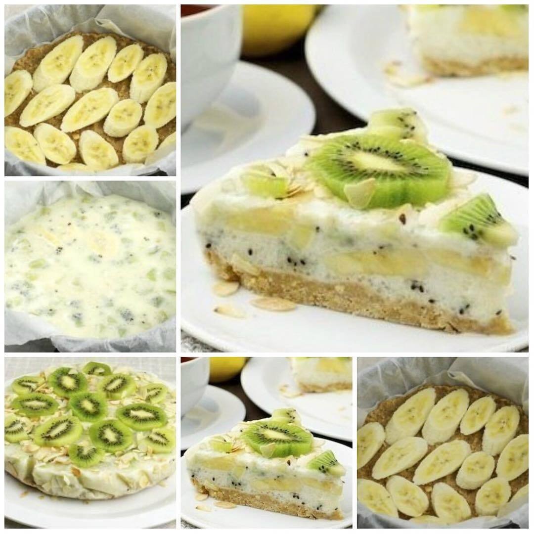 Йогуртовый торт с киви без выпечки